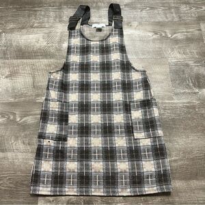 Planet Gold Plaid Overall Mini Dress Size Small